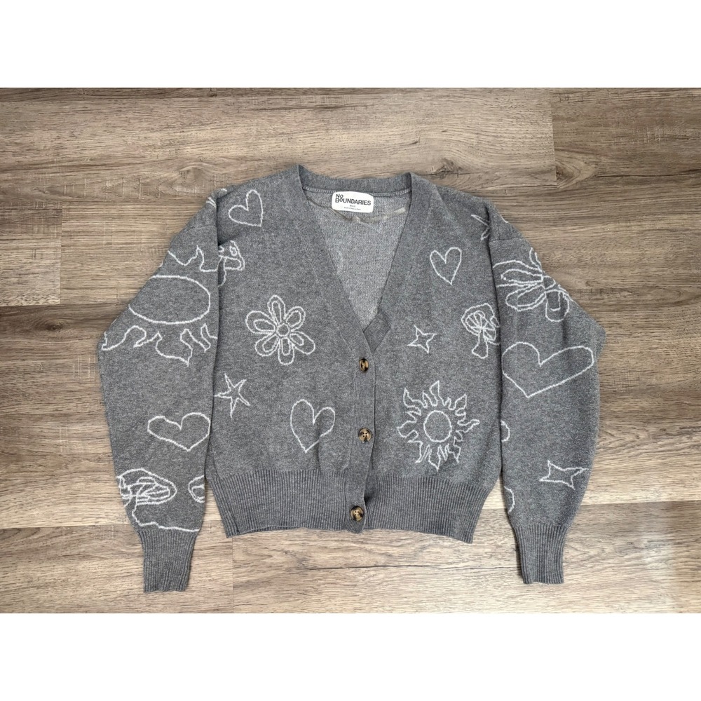 No Boundaries Celestial Heart Mushroom Cardigan XS Cottagecore Sweater